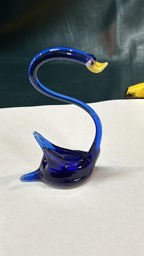 Cobalt Blue Blown Glass Swan