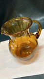 Vintage Amber Crackle Glass Pitcher